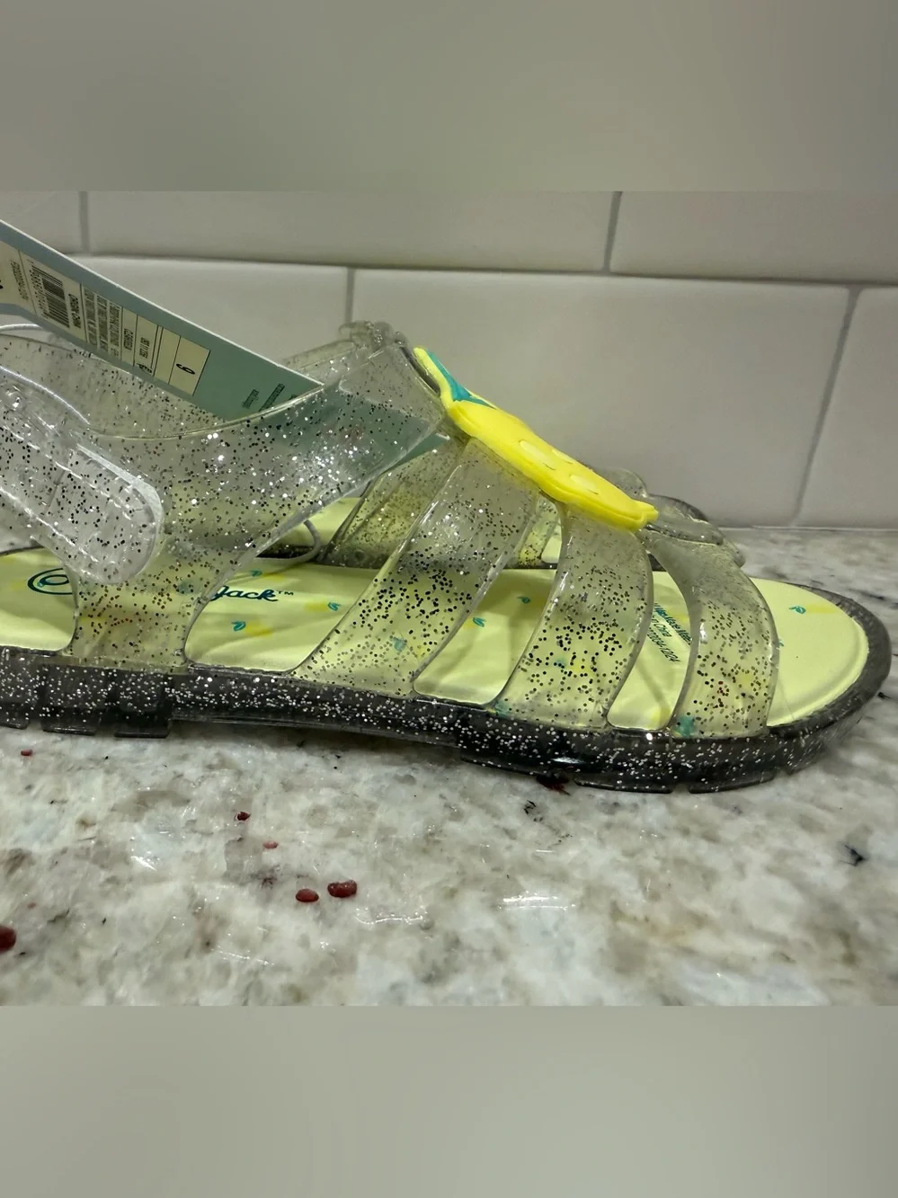 Cat & Jack Yellow Glitter Lemon Jelly Sandals for Kids Size 9 NWT